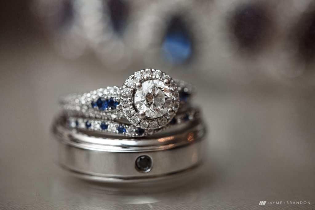 Wedding Ring with blue gems
