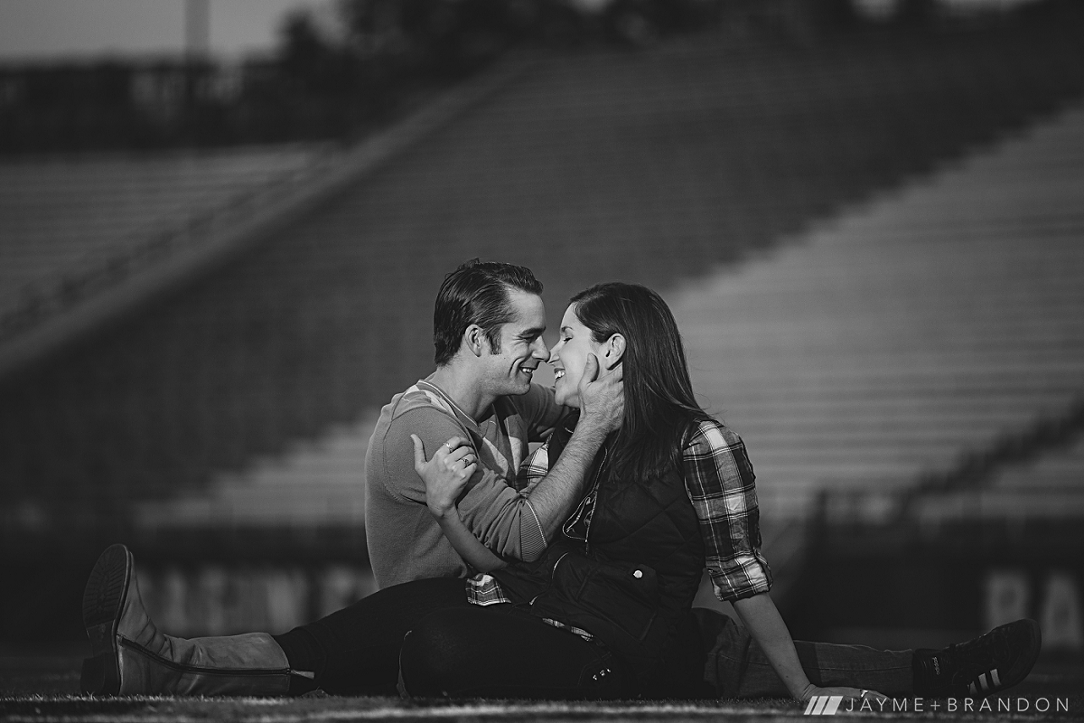 UL Lafayette Engagement Photos on the Football Field