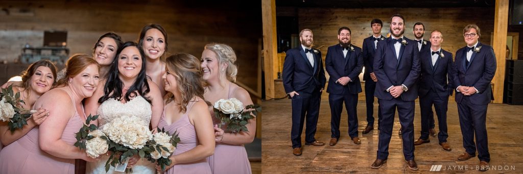 Bride with Bridesmaids and Groom with Groomsmen inside Warehouse 535